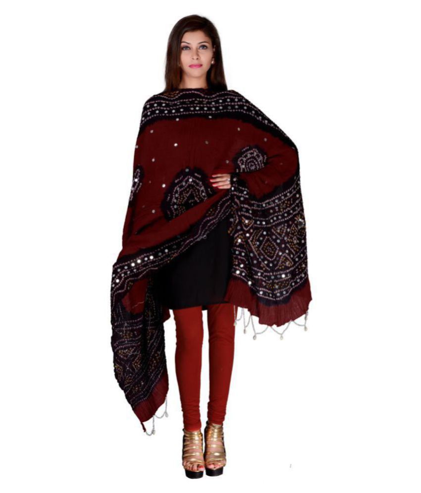     			Raj Maroon Cotton Bandhej Dupatta