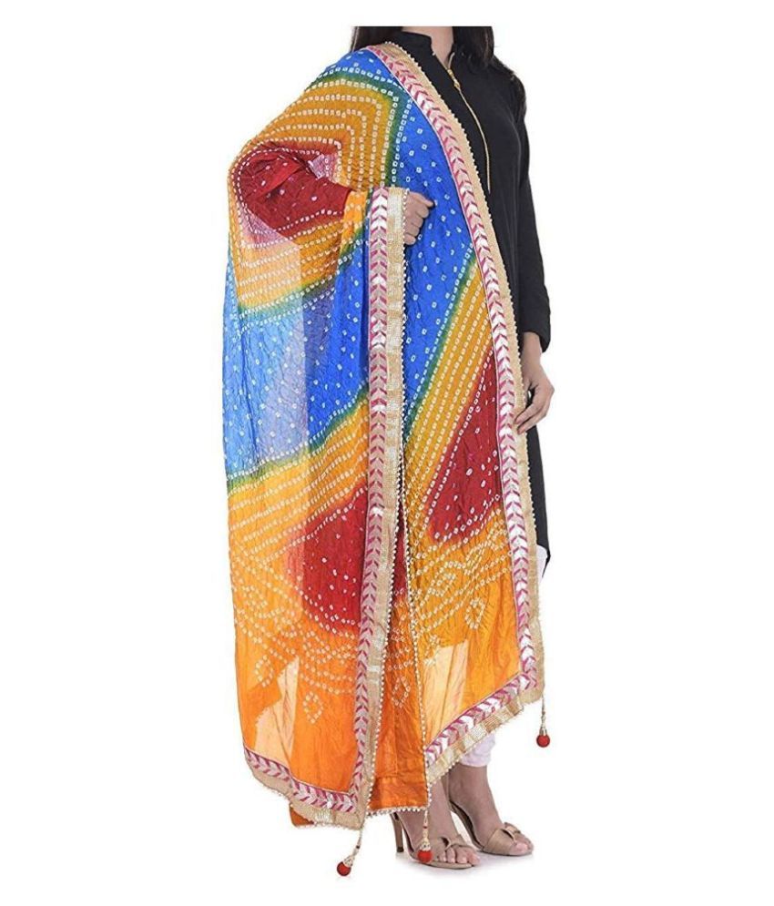     			Raj Multicoloured Art Silk Bandhej Dupatta