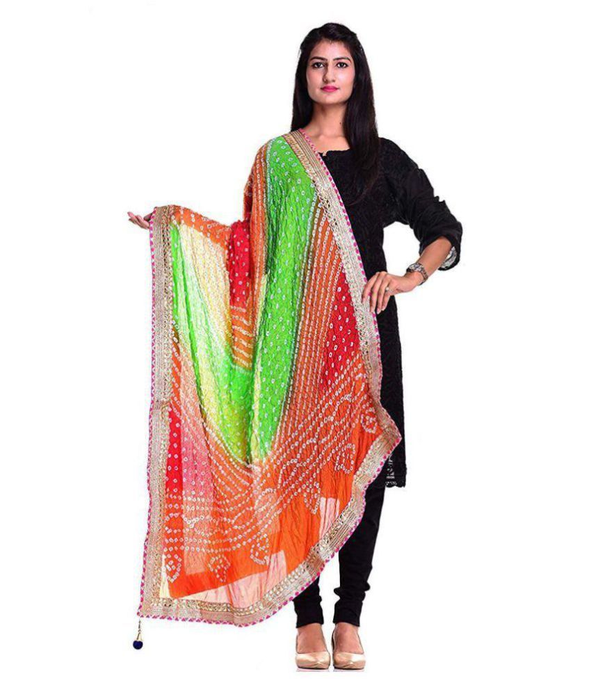     			Raj Multicoloured Art Silk Bandhej Dupatta