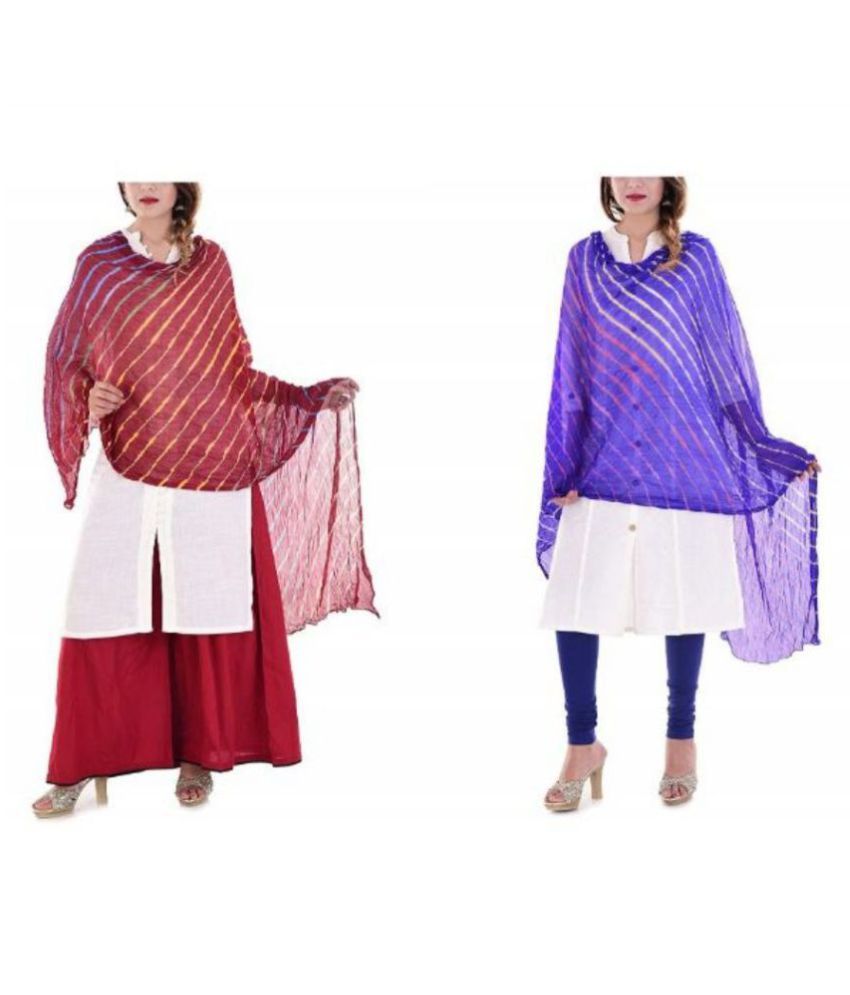     			Raj Multicoloured Chiffon Leheria Dupatta