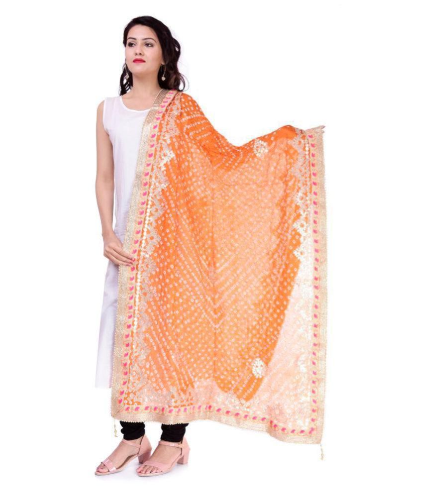     			Raj Orange Art Silk Tie & Dye Dupatta