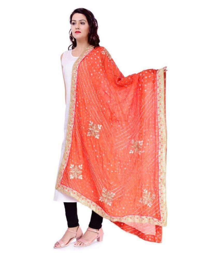     			Raj Orange Art Silk Tie & Dye Dupatta