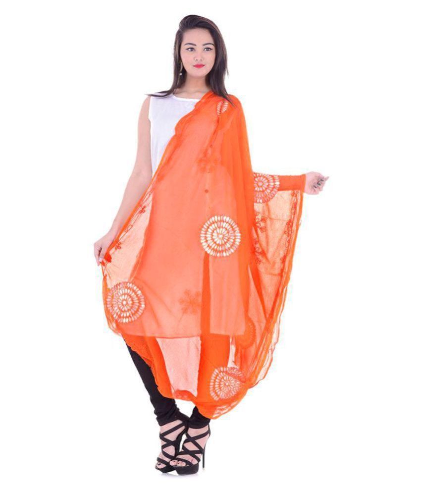     			Raj Orange Chiffon Gota Patti Dupatta