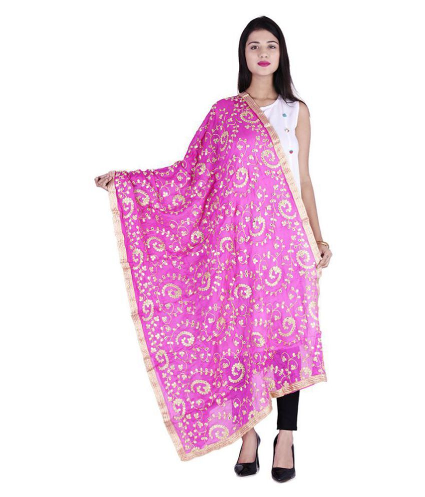     			Raj Pink Crepe Gota Patti Dupatta