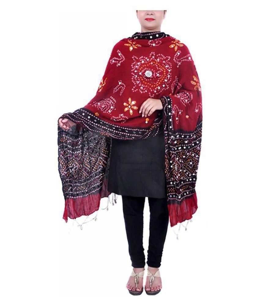     			Raj Red Cotton Bandhej Dupatta