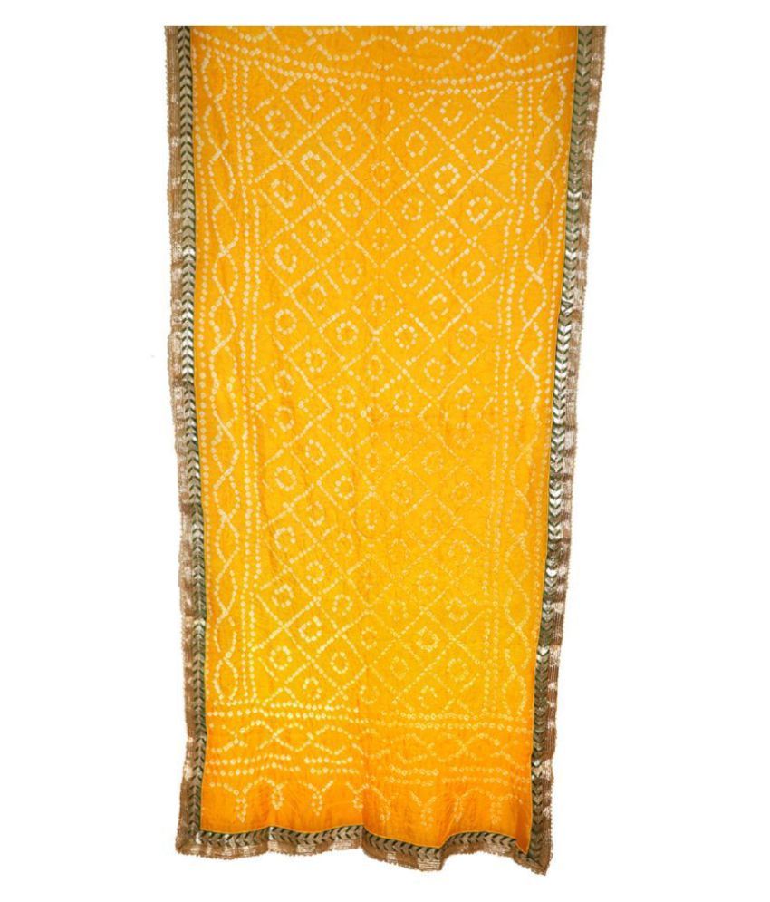     			Raj Yellow Art Silk Bandhej Dupatta