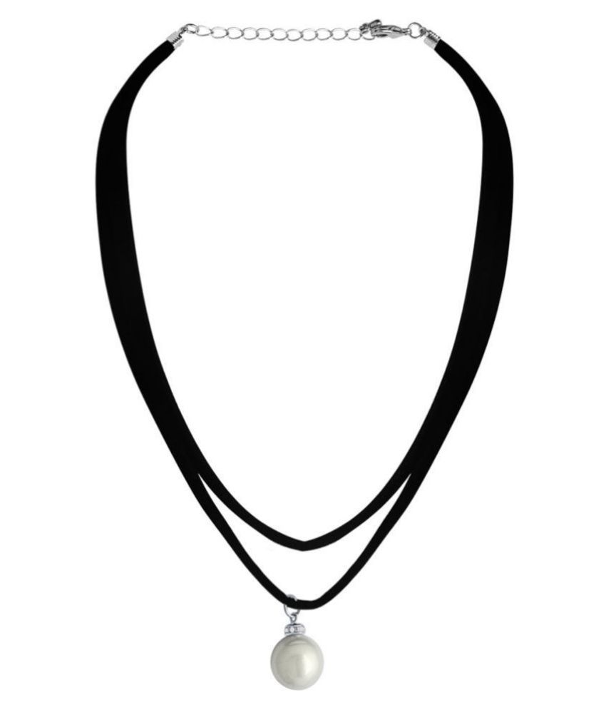     			Spargz Alloy Black Contemporary Contemporary/Fashion Rhodium Plated Necklace