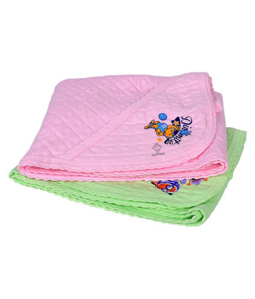     			Sathiyas Set of 2 Cotton Bath Towel Green