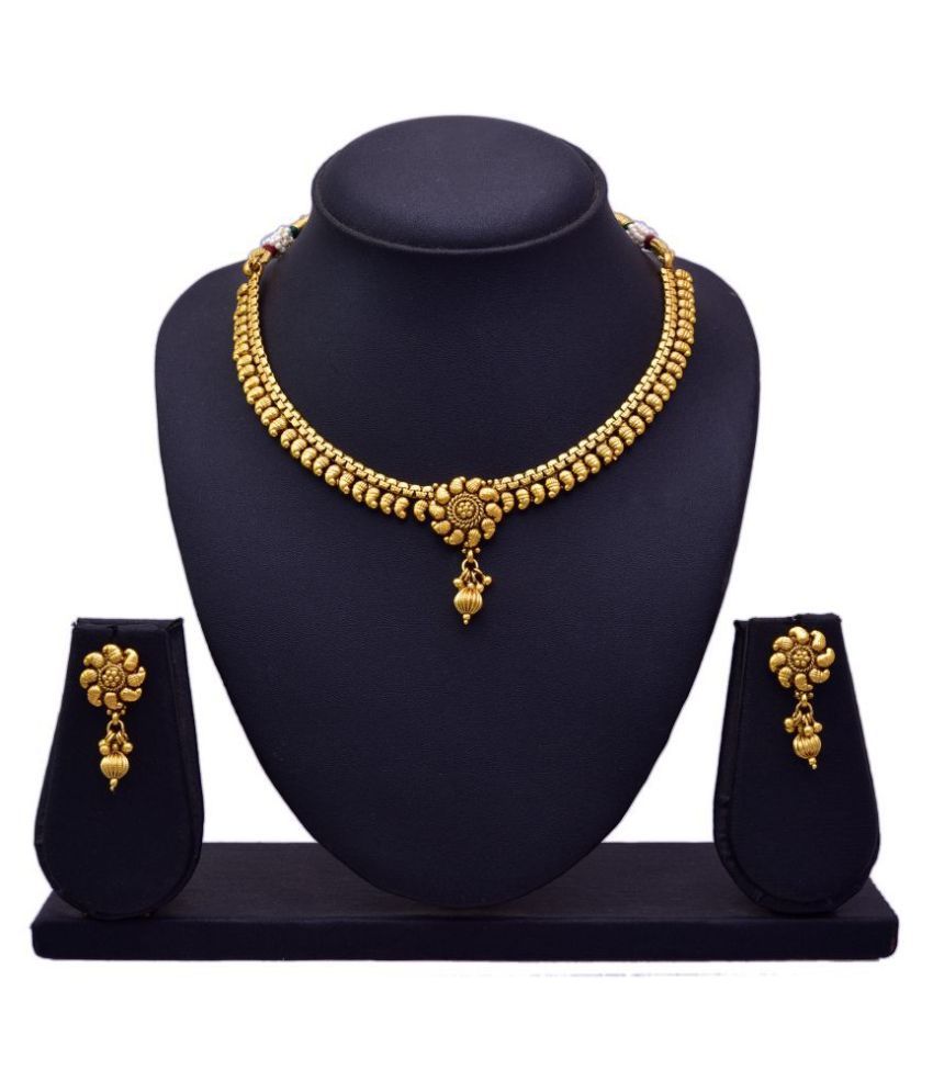     			JFL - Jewellery For Less Golden Copper Necklace Set ( Pack of 1 )