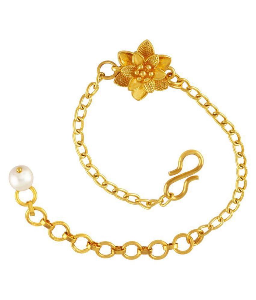     			Modern One Gram Gold Plated Floral Adjustable Charm Bracelet for Girls and Women