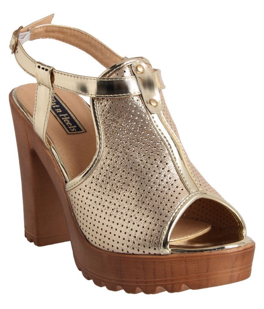 Flat N Heels Gold Block Heels Price in India- Buy Flat N Heels Gold Block Heels Online at Snapdeal