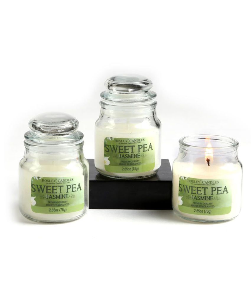     			Hosley White Jar Candle - Pack of 3