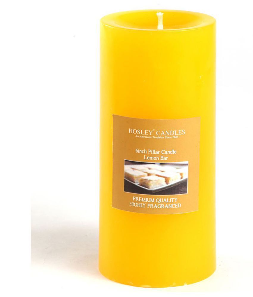 Hosley Yellow Pillar Candle - Pack of 1