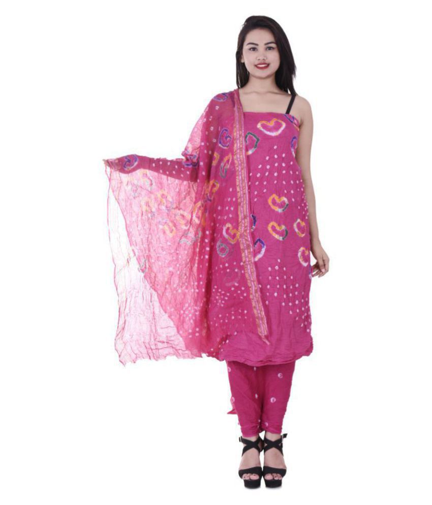     			Raj White,Pink Cotton Dress Material