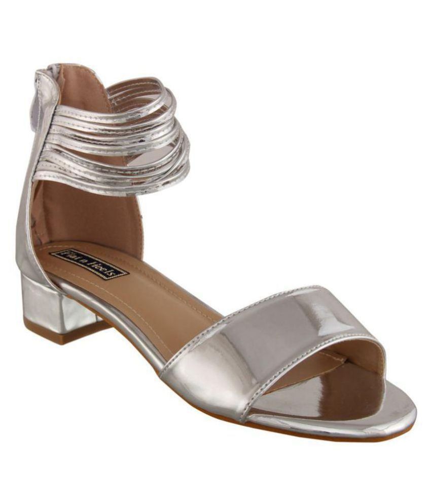 silver block small heels