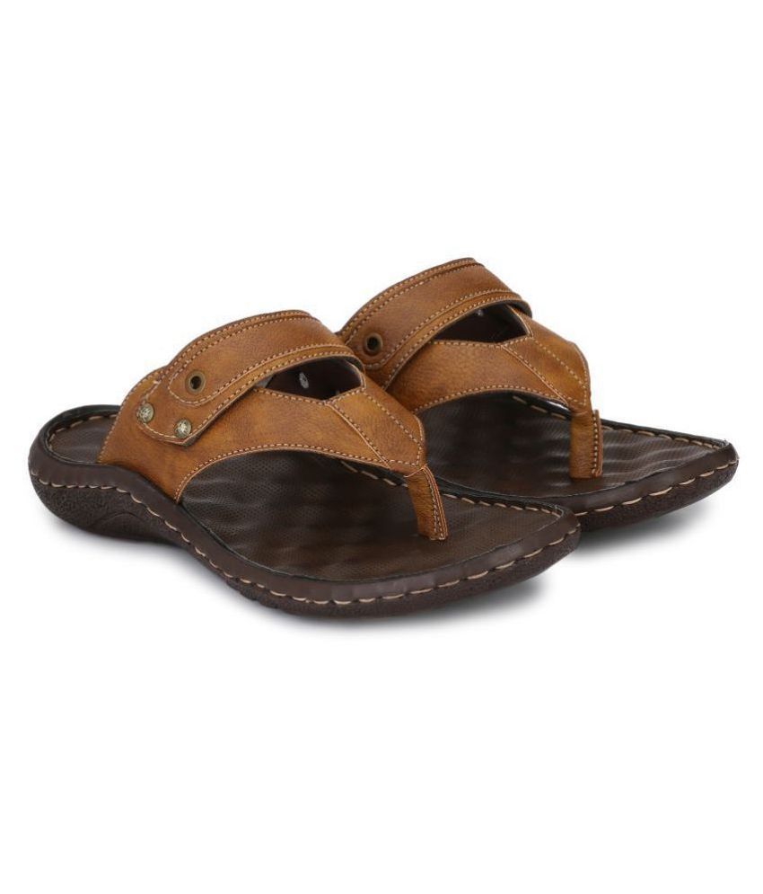 shences tan leather slippers