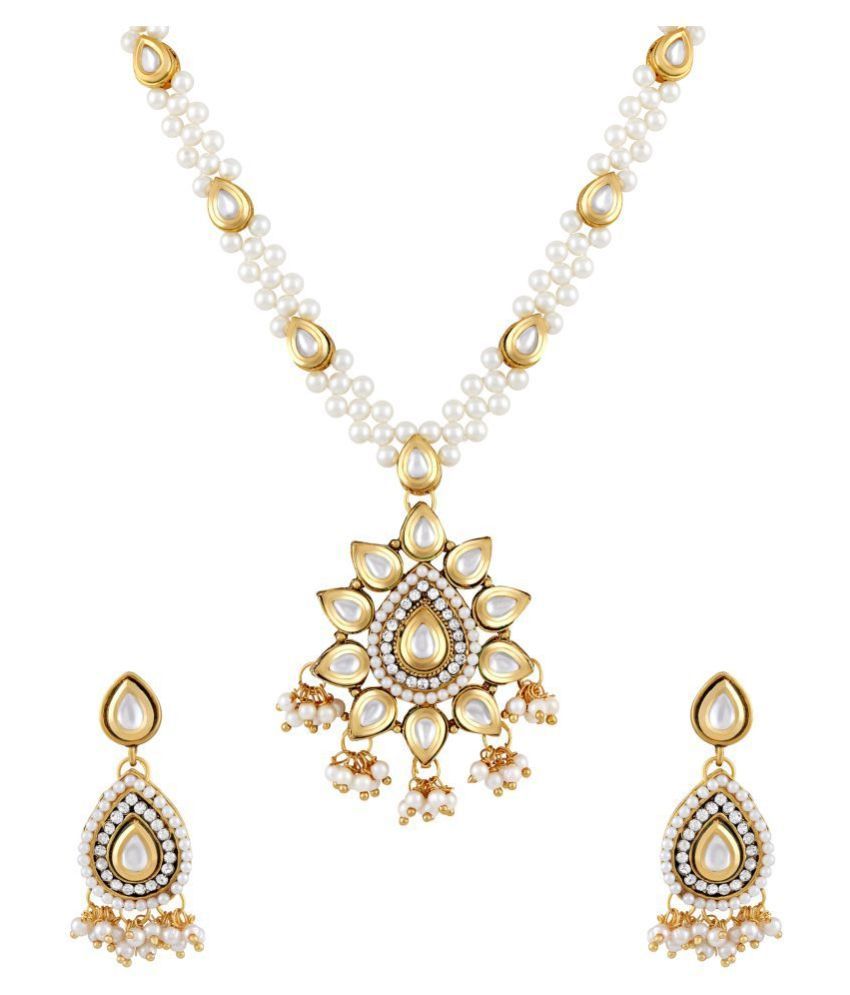     			Asmitta Jewellery Zinc Golden Matinee Traditional Gold Plated Necklaces Set