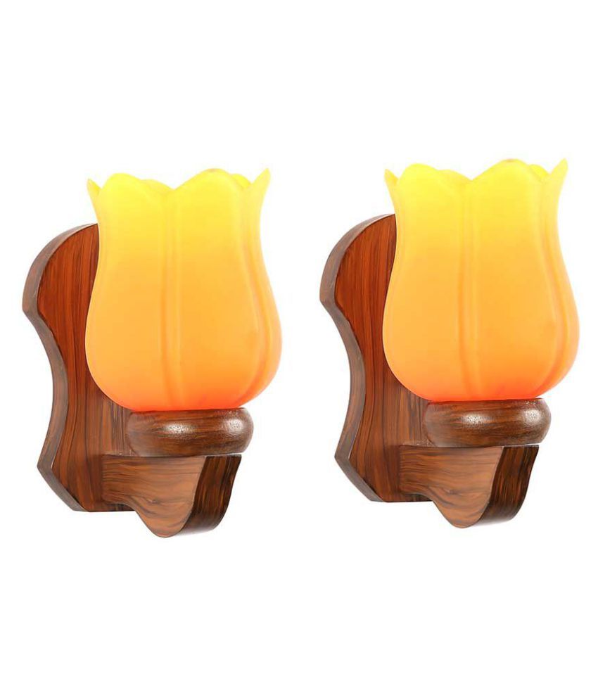     			Somil Decorative Wall Lamp Light Glass Wall Light Yellow - Pack of 2