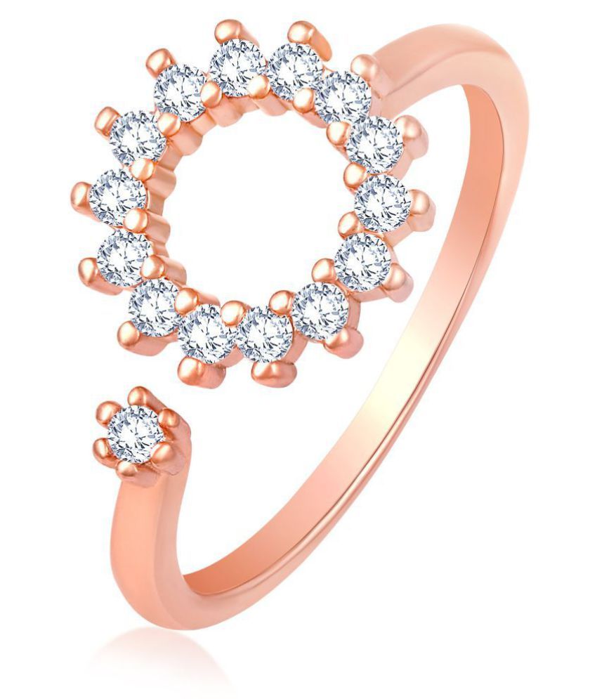     			Asmitta Charming Designer Flower Shape Rose Gold Plated Ad Stone Finger Ring For Women