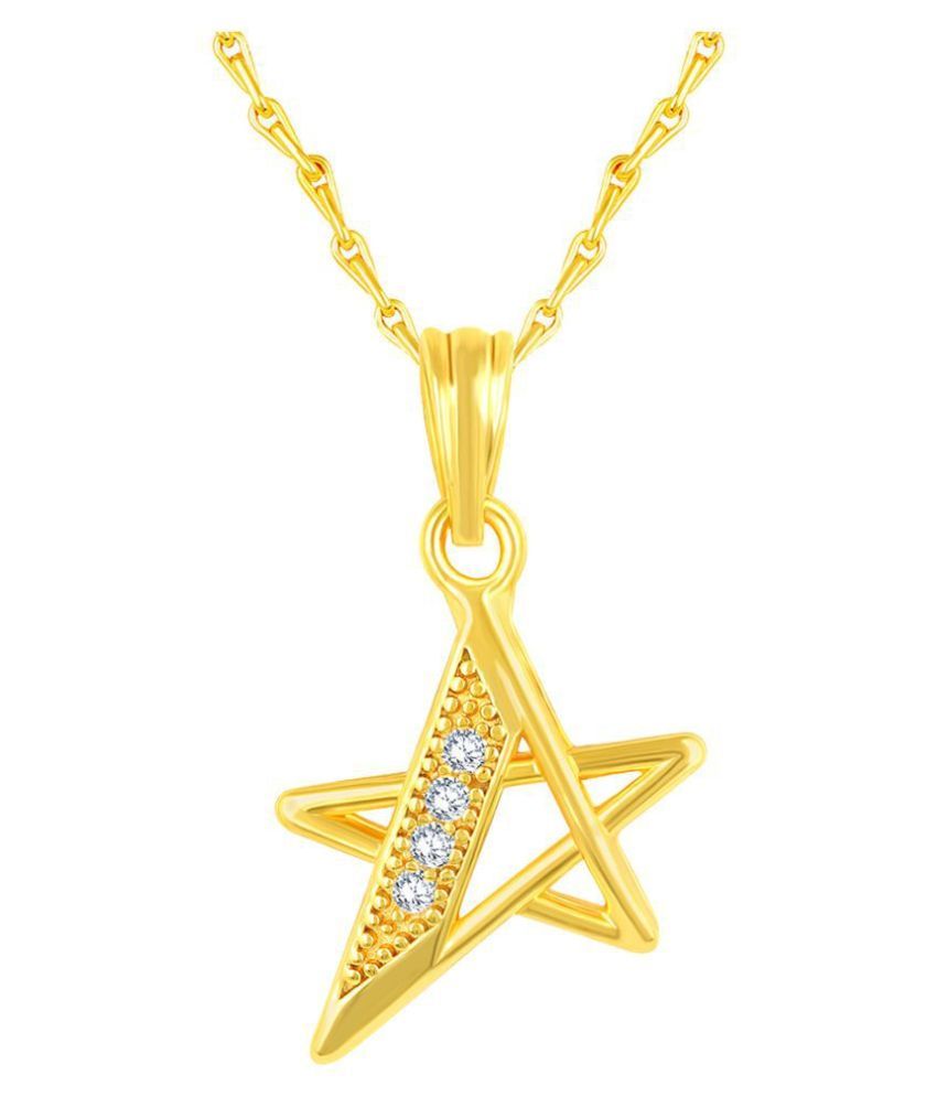     			Asmitta Pretty Star Shape Gold Plated CZ Stone Pendant with Chain For Women