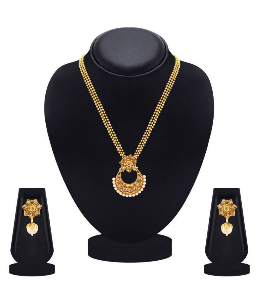     			Asmitta Shimmering Gold Plated With LCT Stone Pendant Set For Women