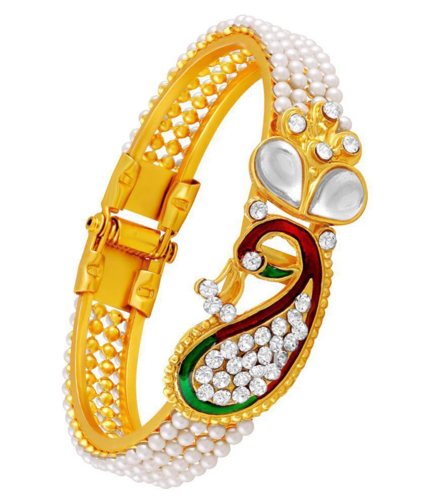     			Asmitta Traditional Peacock Design Gold Plated Openable Kada For Women