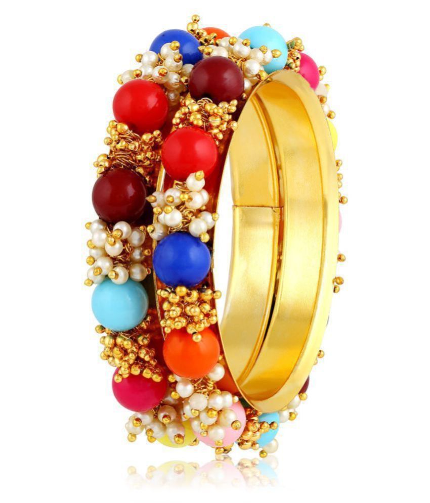     			Asmitta Trendy Gold Plated Multy Beads Bangle Set For Women