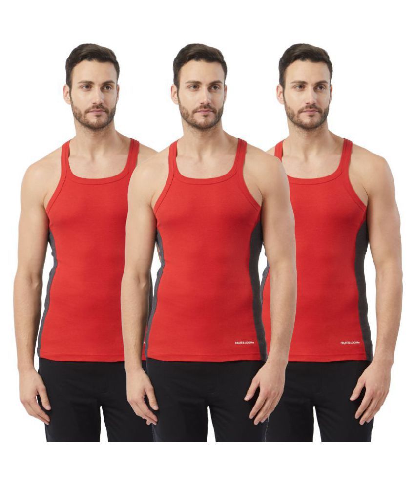     			Fruit Of The Loom Red Sleeveless Vests Pack of 3