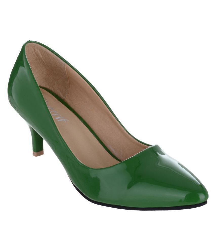 kitten heel green shoes
