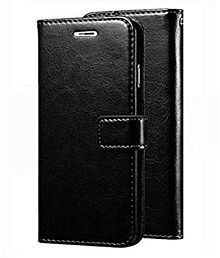 Samsung Galaxy A6 Plus Flip Cover by Doyen Creations - Black Original Vintage Look Leather Wallet Case