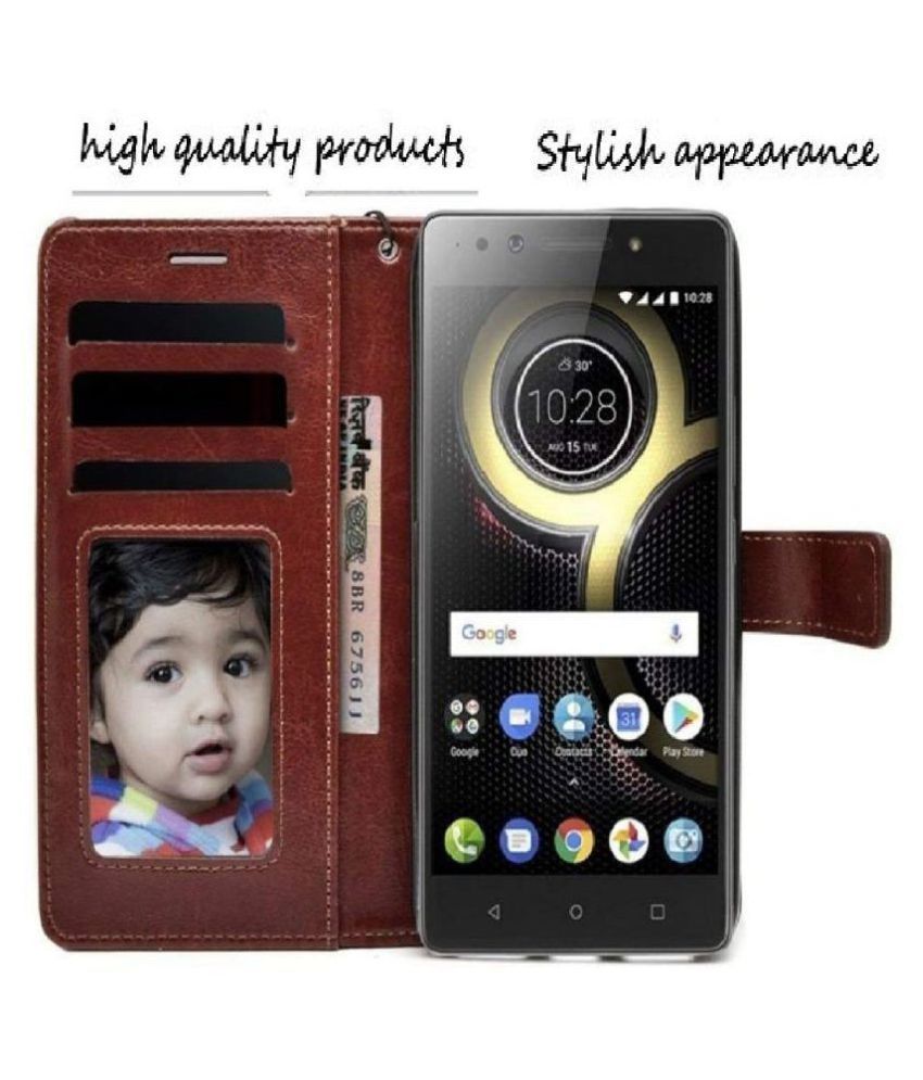 Oppo F7 Flip Cover by Doyen Creations Brown Vinatge Leather Case