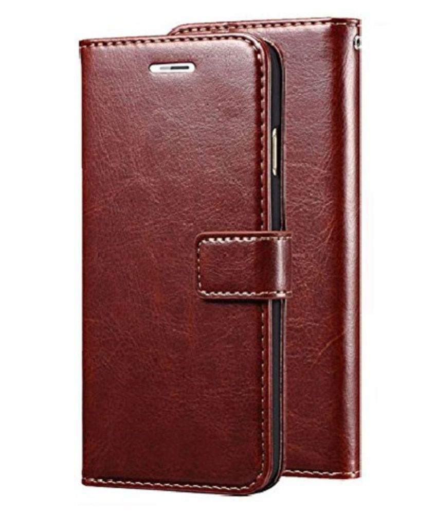     			Samsung Galaxy M30 Flip Cover by Kosher Traders - Brown Original Vintage Look Leather Wallet Case