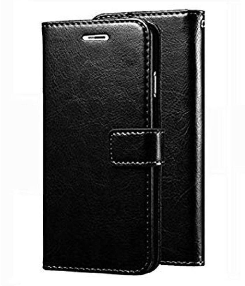     			Vivo V15 Pro Flip Cover by Kosher Traders - Black Original Vintage Look Leather Wallet Case