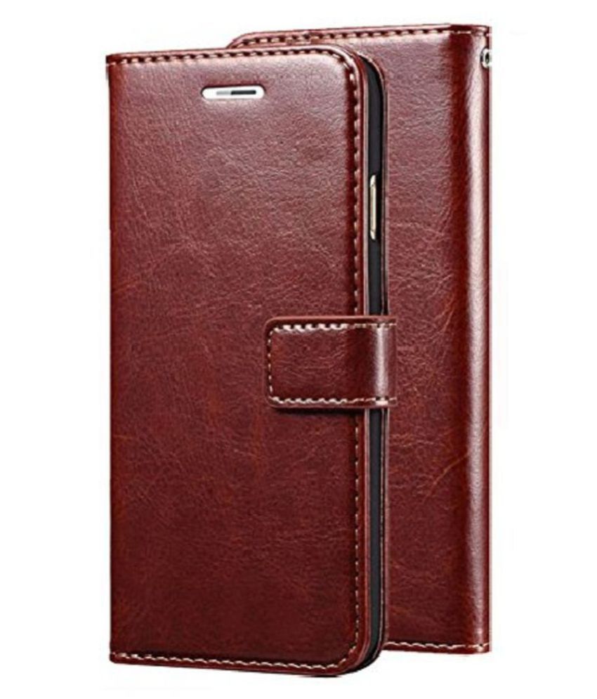     			Xiaomi Redmi Note 6 Pro Flip Cover by Kosher Traders - Brown Original Leather Wallet