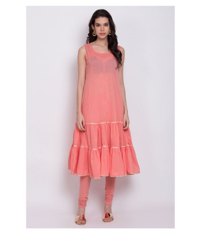 Biba Polyester Kurti With Churidar Stitched Suit Buy Biba Polyester