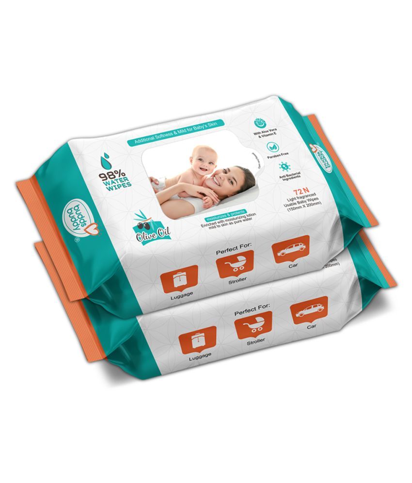 Buddsbuddy Combo of 2 Skincare Wet Baby Wipes White 72 Pieces Buy