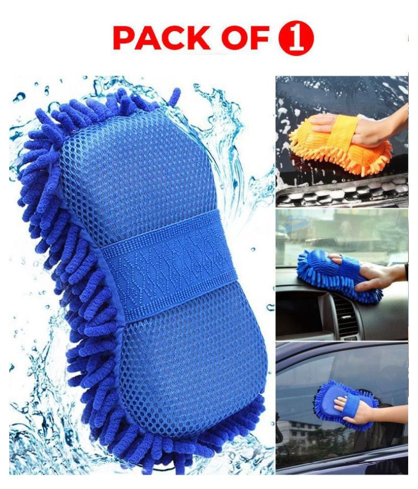    			HOMETALES Car Washing Sponge With Microfiber Washer Towel Duster For Cleaning Car. Bike Vehicle Sponge Hand Gloves ( Color May Vary )