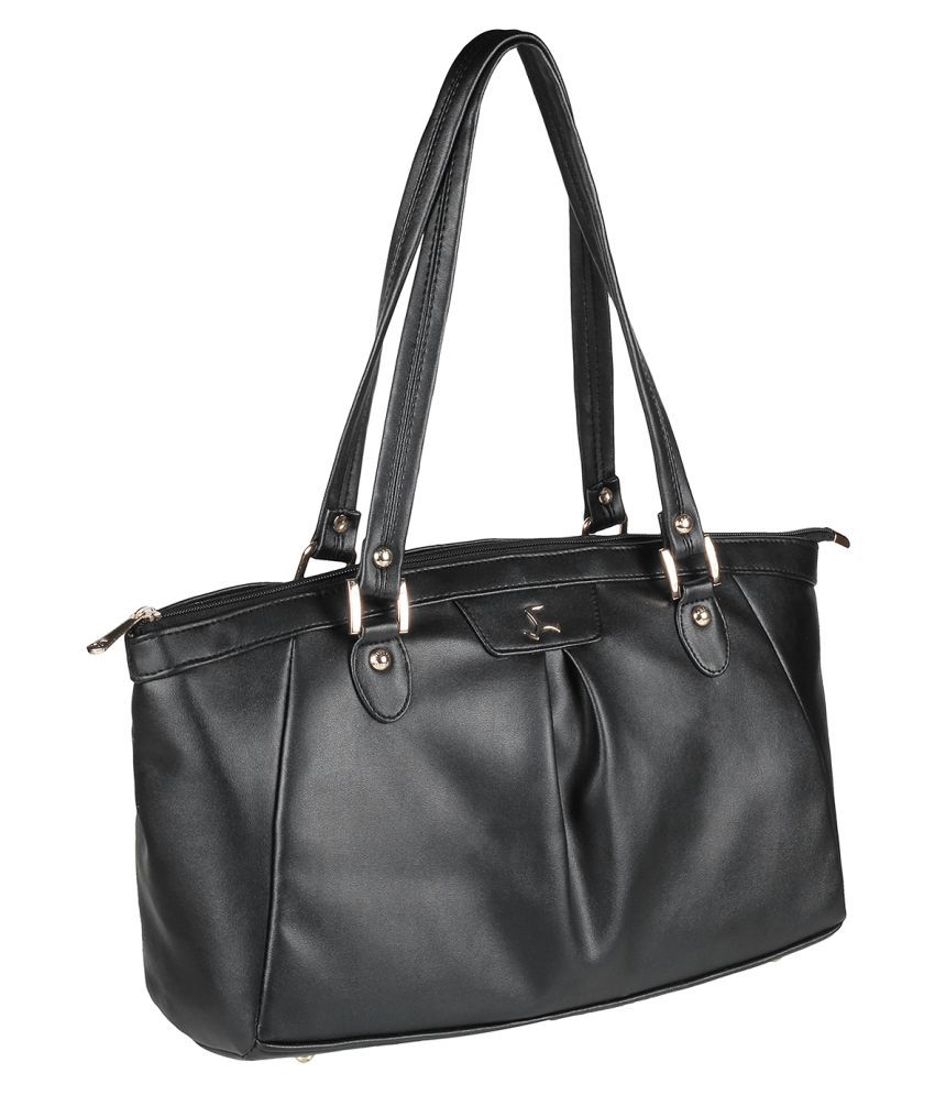 Mochi BLACK Faux Leather Shoulder Bag - Buy Mochi BLACK Faux Leather ...