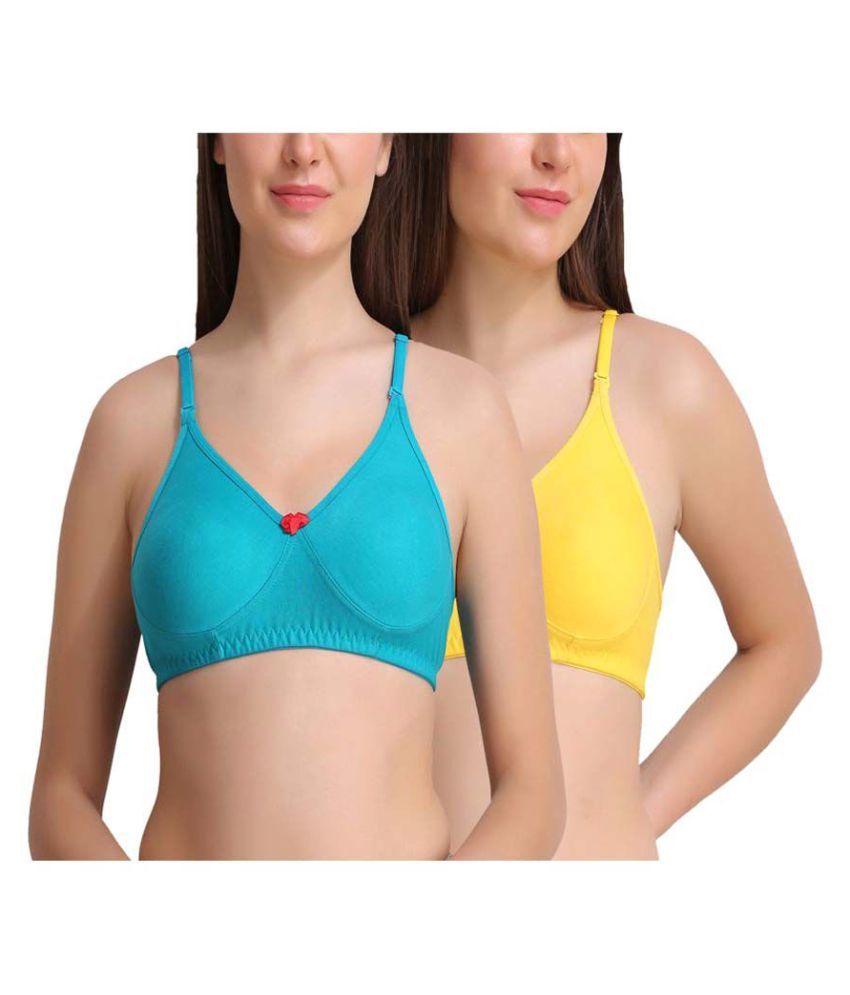     			Leading Lady Pack of 2 Cotton Non Padded Women's T-Shirt Bra ( Multi Color )