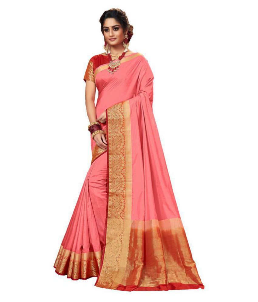     			Shaily Retails Pink Silk Blends Saree