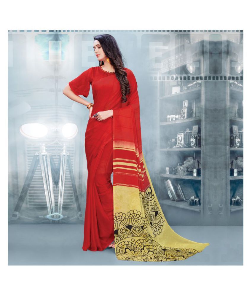     			Shaily Retails Red Georgette Saree