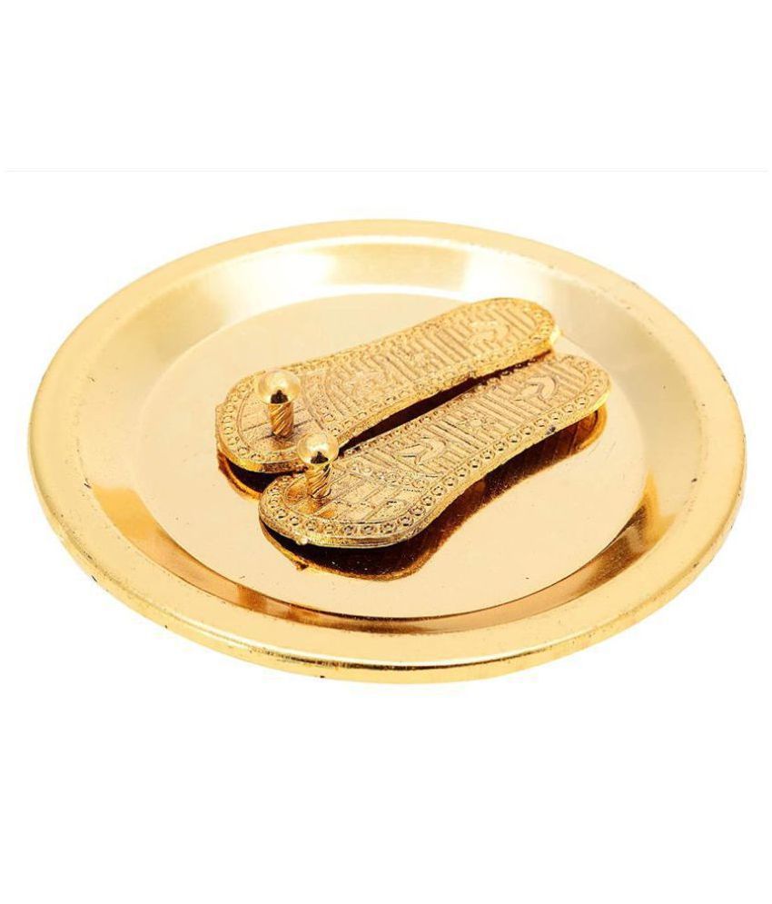     			KESAR ZEMS Gold Plated GODDESS Lakshmicharan Paduka For Wealth & Prosperity (6.5 x 6.5 x 1 Cm,Golden)