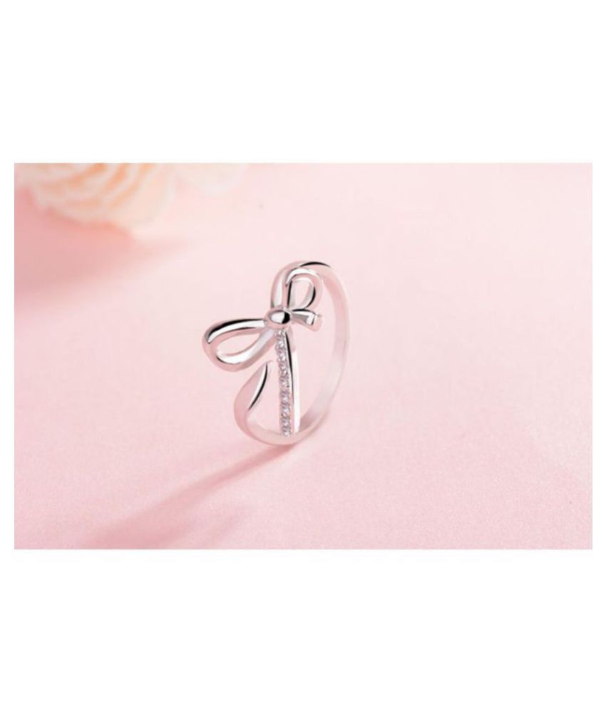 Fashionista Bow Design Zircon Adjustable Ring For Women amp; Girls