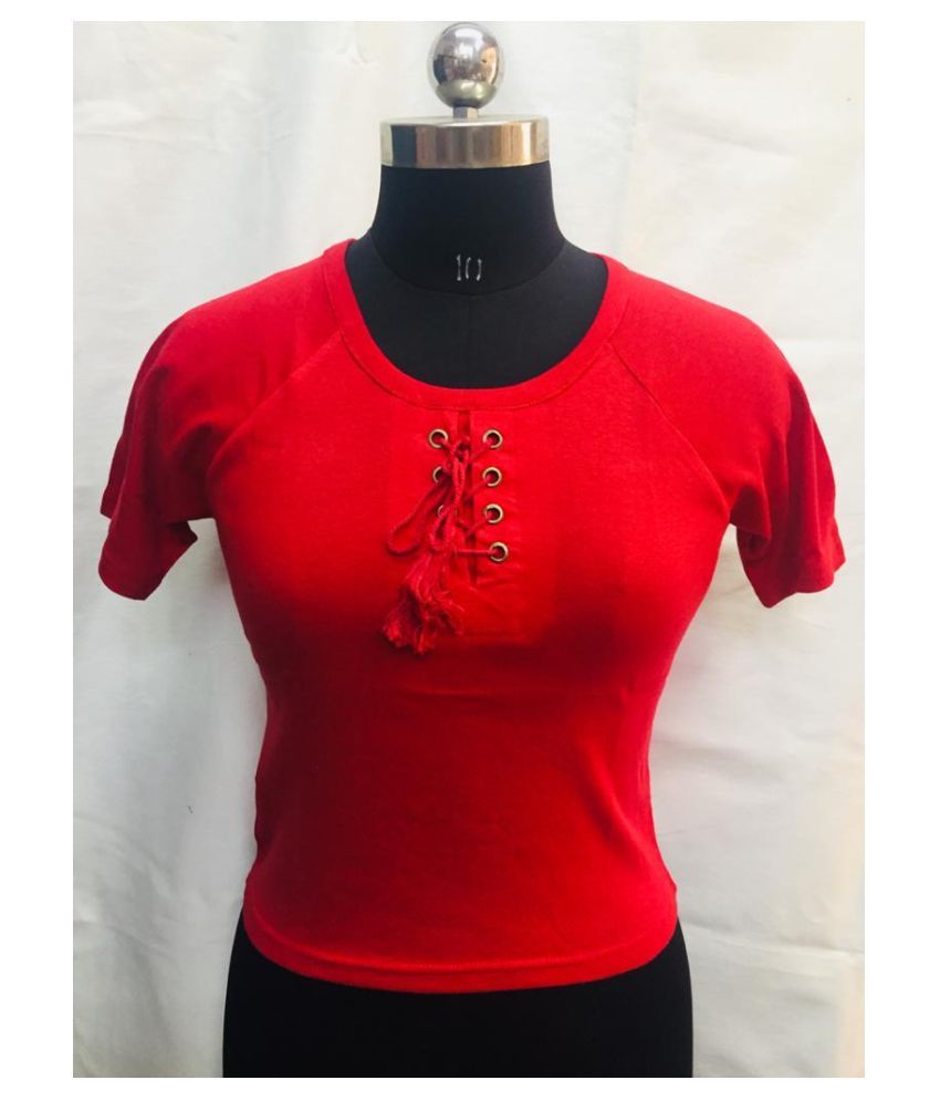 red cotton crop top