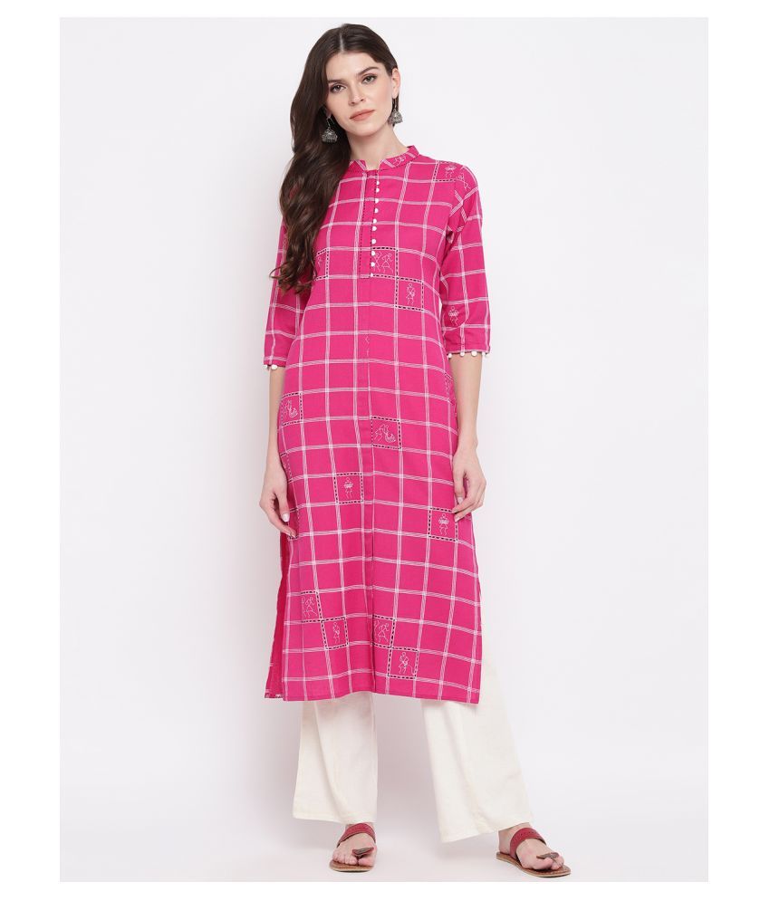     			Vbuyz - Pink Cotton Women's Straight Kurti