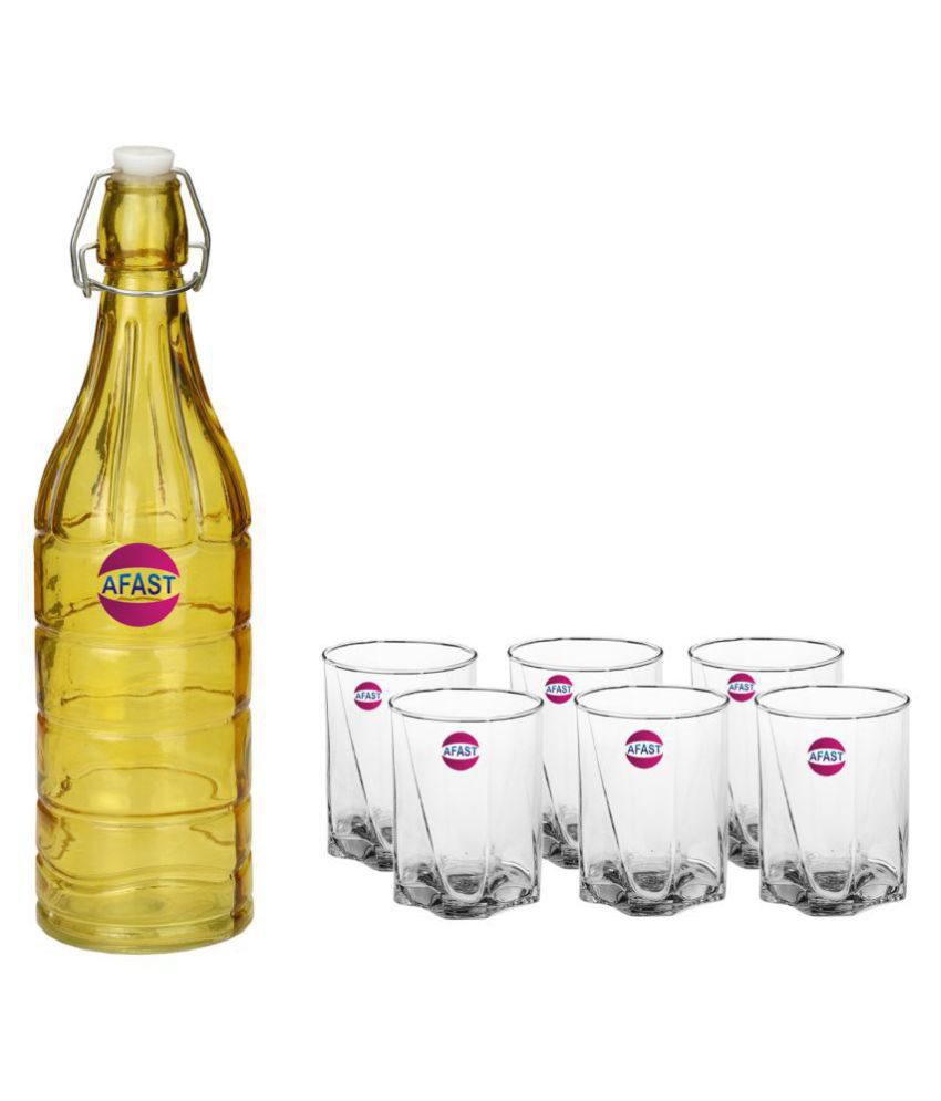     			Afast Glass Bottle, Glass Set, Transparent, Pack Of 6, 1000 ml