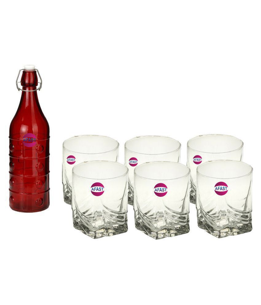     			Afast Glass Bottle, Glass Set, Transparent, Pack Of 6, 1000 ml