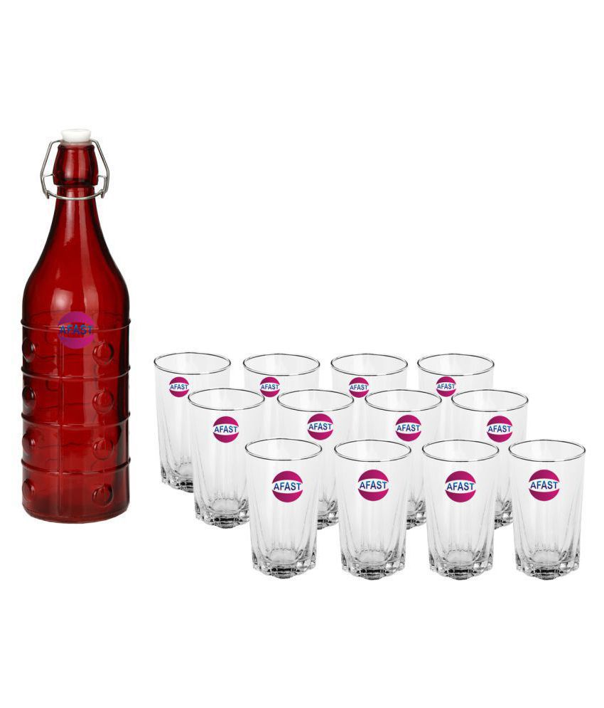     			Afast Glass Bottle, Glass Set, Transparent, Pack Of 13, 1000 ml