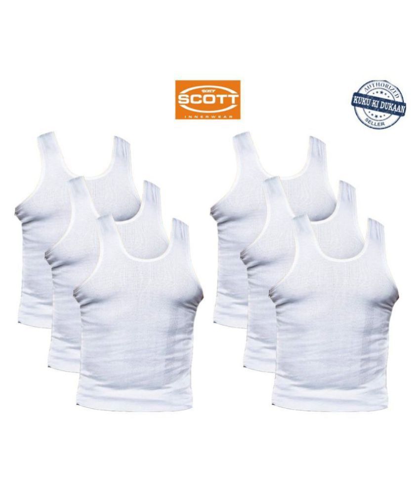     			Dixcy White Sleeveless Vests Pack of 6