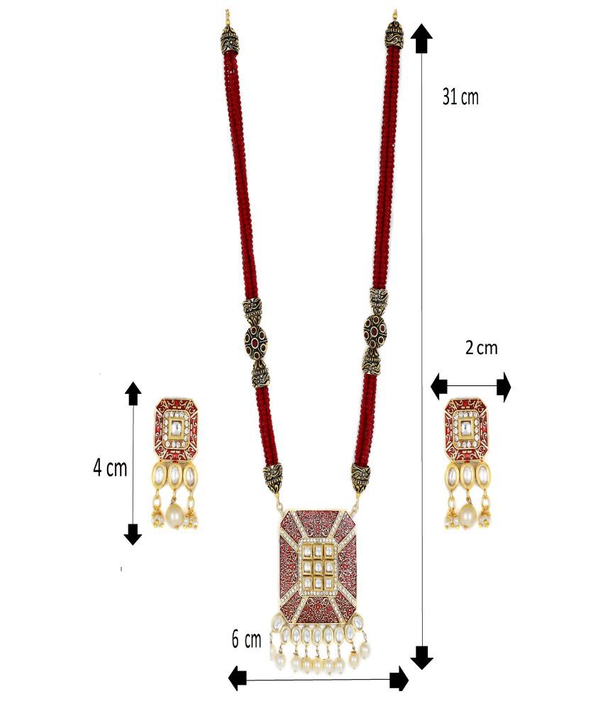     			Piah Brass Golden Designer Necklaces Set Long Haram